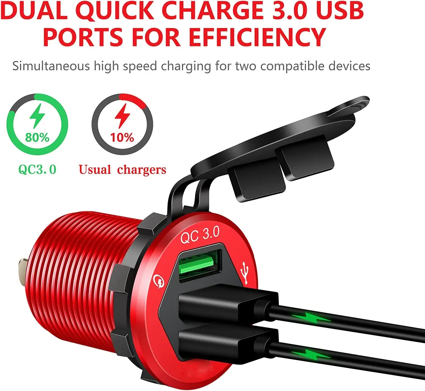 12V USB Outlet,Three Quick Charge 3.0 USB Car Charger 12V/24V 3-Port Fast Car Charger Compatible with iPhone supplier