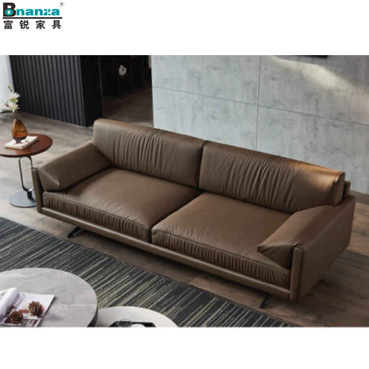 Коричневый итальянский Императорский сверхдлинный кожаный диван bonena