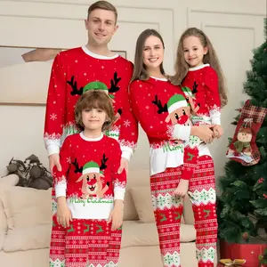 Christmas Red Parent-child Outfit New Style Chubby Reindeer Cartoon Set Holiday Pajamas Loungewear