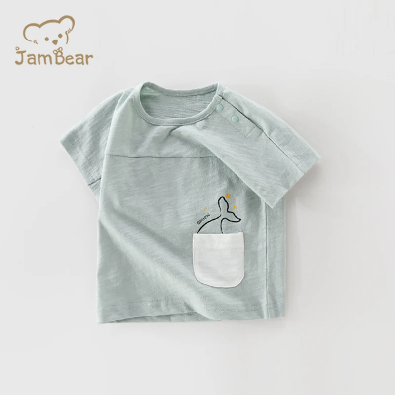 Экологически чистая детская футболка Jambear летняя из 100% органического хлопка Детская с короткими рукавами для малышей