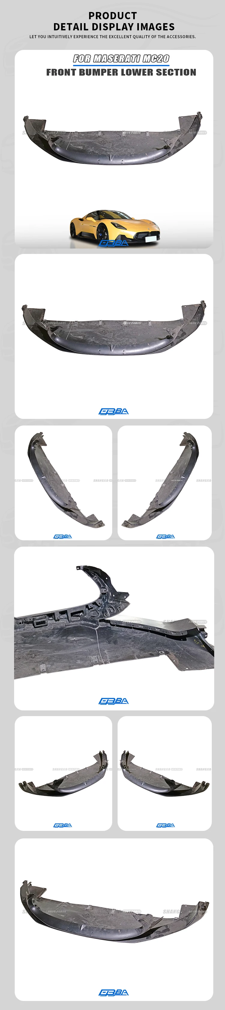 Hot Sale Universal Car Spoiler Front Bumper Lower Plastic Black Spoiler For Maserati MC20 670222935 supplier
