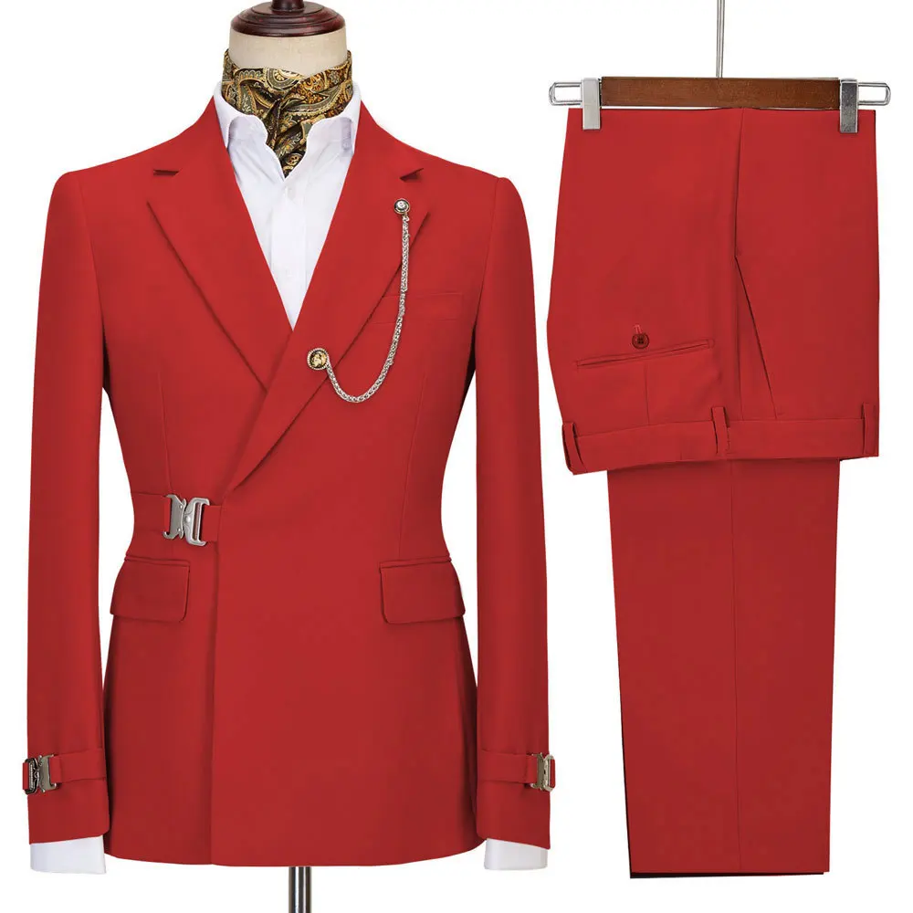 High Quality Striped Fabric Single Breasted Long Sleeves Business Casual Coat Wedding Wear Men Suit Blazer