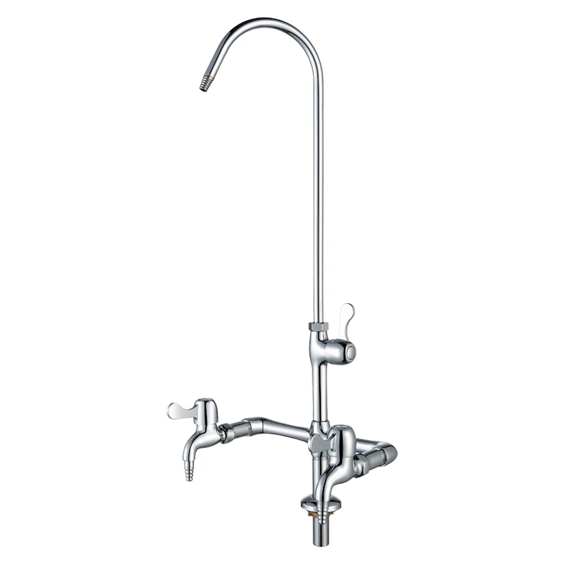 Triple 3 Way Outlet Lab Faucet Water Tap Brass Hot Cold Lab Gooseneck Sink Assay Faucet
