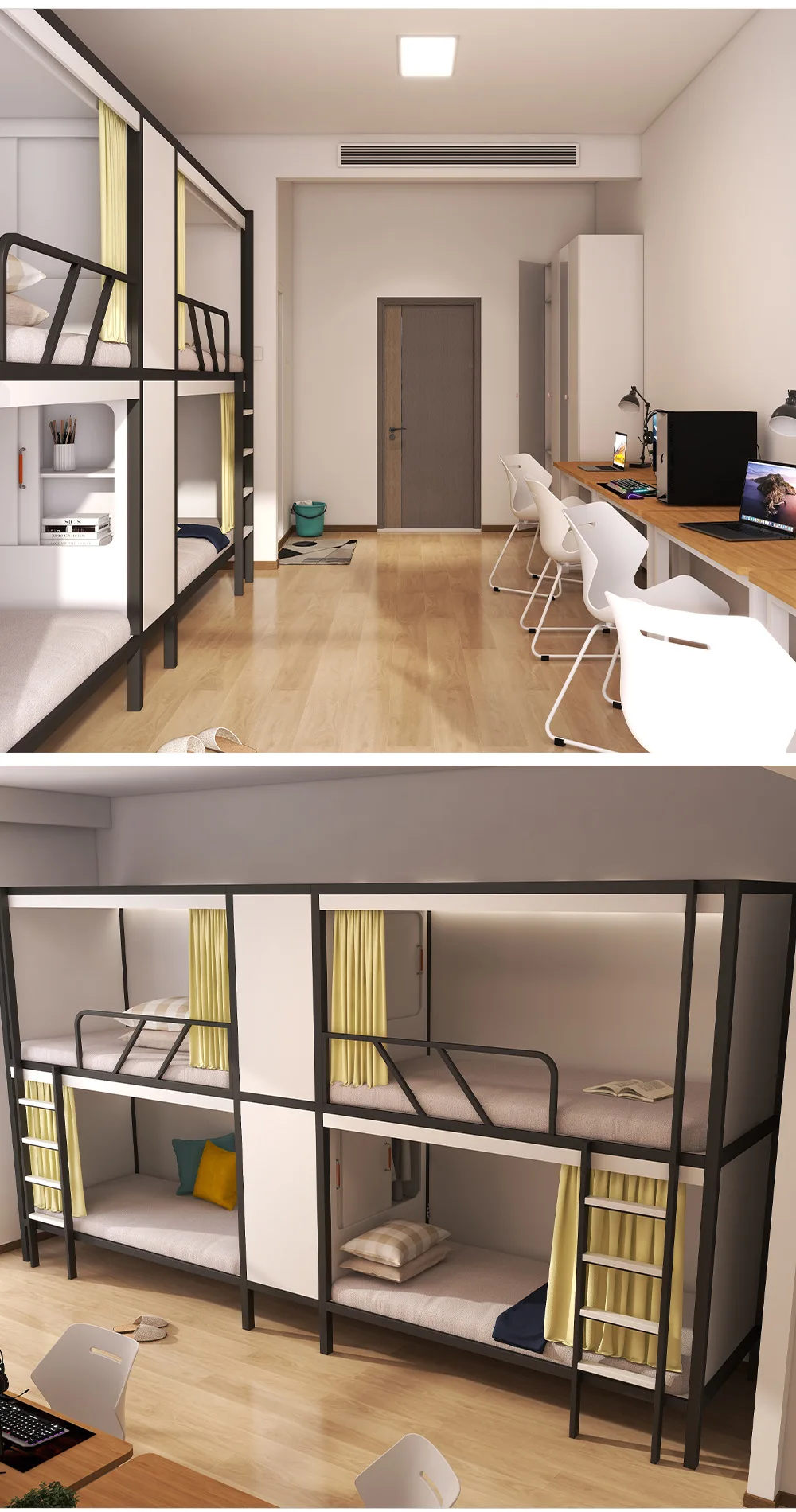 product custom free 3d design service space capsule apartment iron bed dormitory student school double decker bunk bed for adult-16