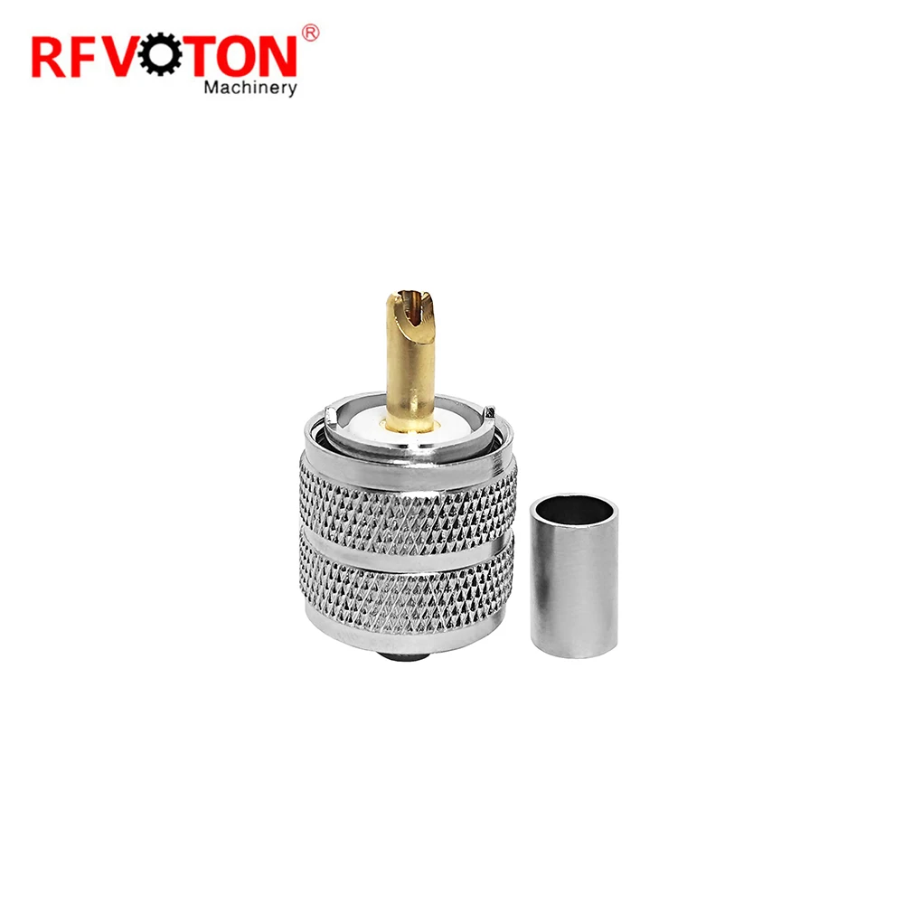 Rf Coaxial Lmr240 Cable UHF PL259 Male/plug Crimp Straight Connector CNC Tin Brass with Gold or Sliver Plated Beryllium Copper