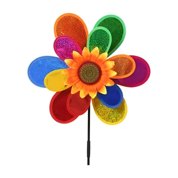 Competitive Price Turntable sunflower Windmill Manufacturers Wholesale Garden Decorations