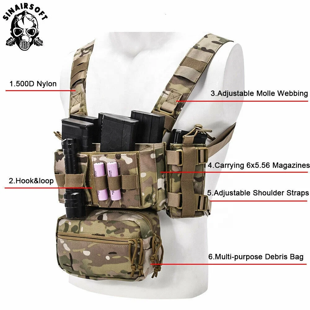Emerson MK3 Modular Light weight Chest Rig Micro Fight Chassis w/ 5.56 Mag Pouch 