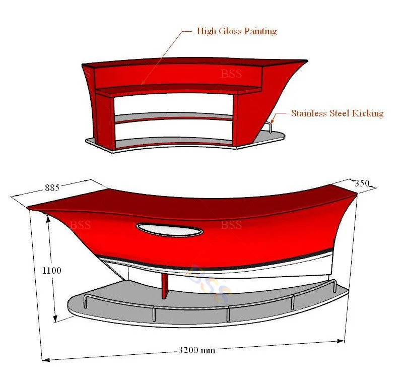 Ship Night Club Bar Counter Price Modern Style Contemporary Quality Red