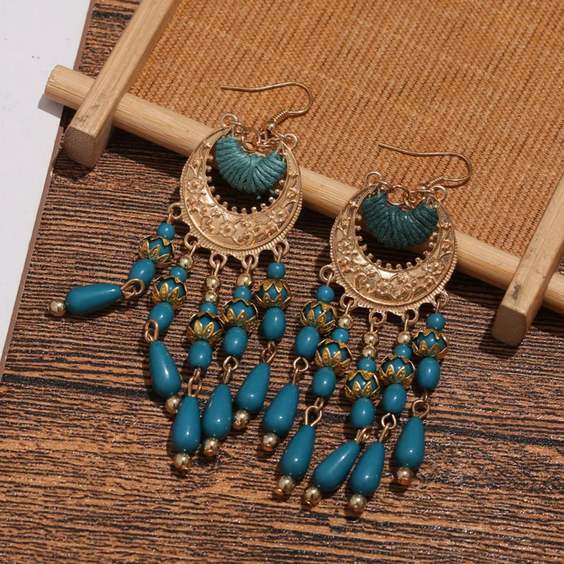 Vintage Ethnic Style Earrings Bohemian Hollow Carved Earrings Peacock  Tassel Earrings Changyiwu Jewelry Wholesale | Lazada