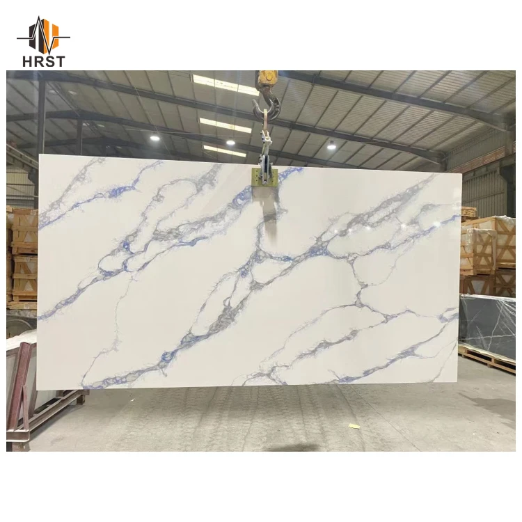 Blue Veins Calacatta White Quartz Durable Stylish