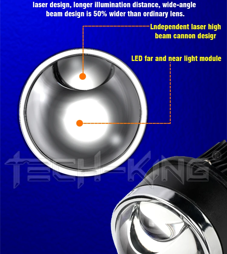 TECH KING Car lens fog light led matrix straight headlamp for car universal use fog light headlamp auto laser lens fog lamp