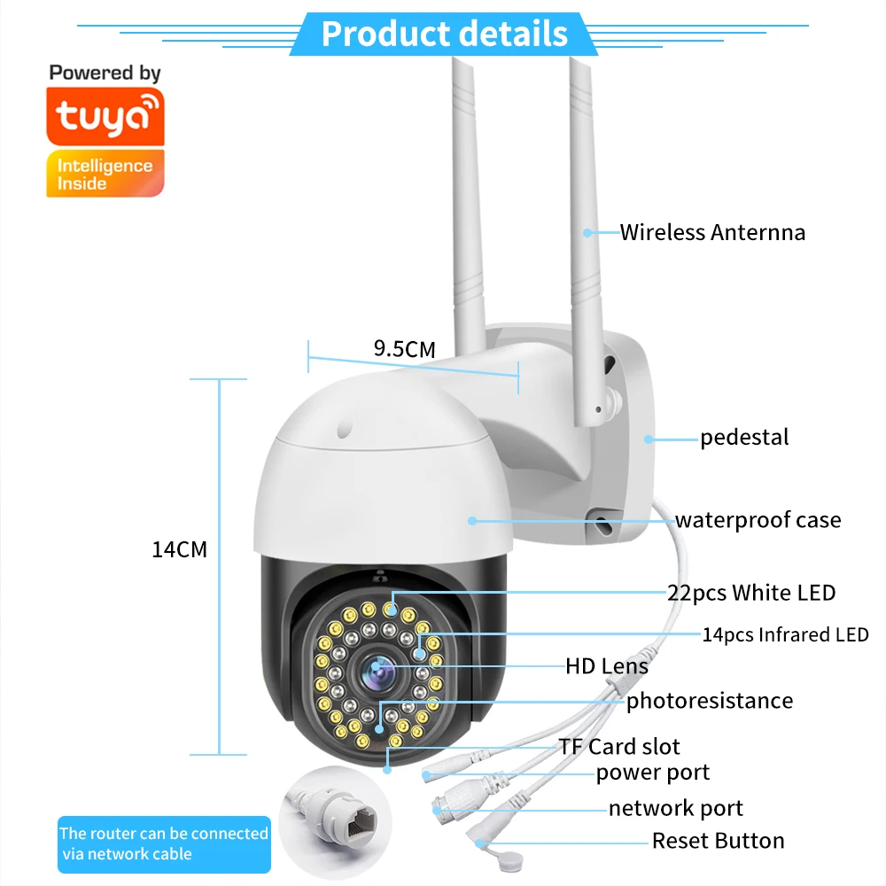 Wireless Security Tuya Cctv Camera Tuya Wifi Outdoor Motion Alarm