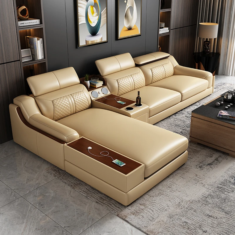 Leisure Modular Leather Sofa Comfortable Durable Deep Sofa Contemporary