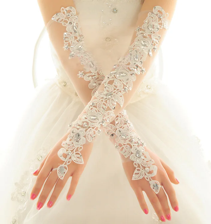 TENDYCOCO Bride Outfit Lace Gloves Fingerless Girls Lace Gloves Wedding  Gloves Fingerless Bridal Gloves Lace Elbow Gloves Clothing Props Long Glove
