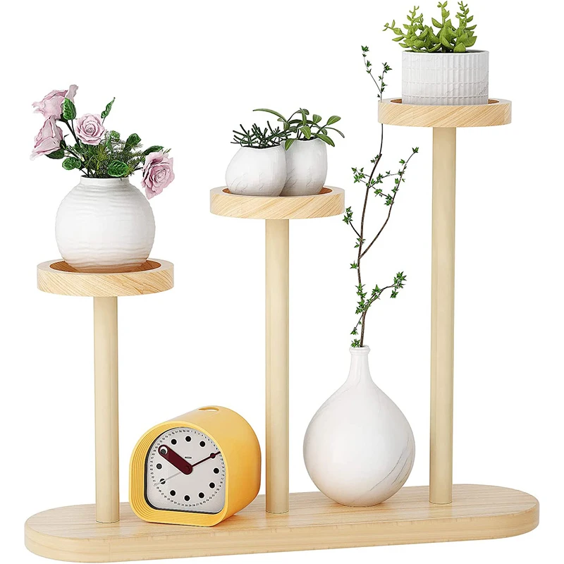 Деревянная подставка для растений деревянная украшена свежим и элегантным