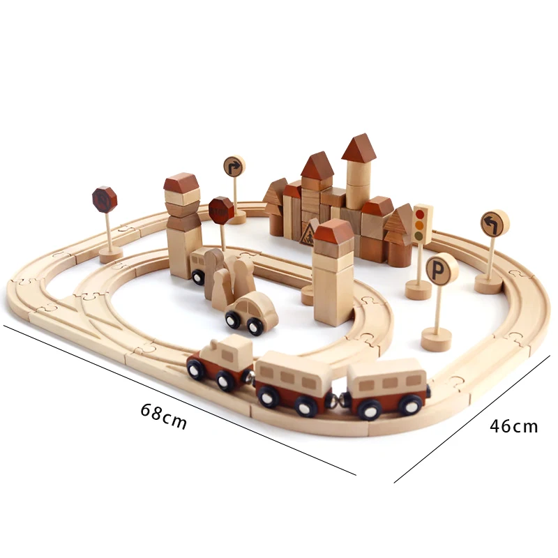 wooden train set blocks