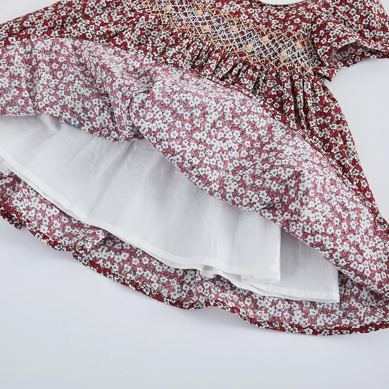 Популярная детская одежда smock ручной работы платье с цветочной вышивкой для девочек