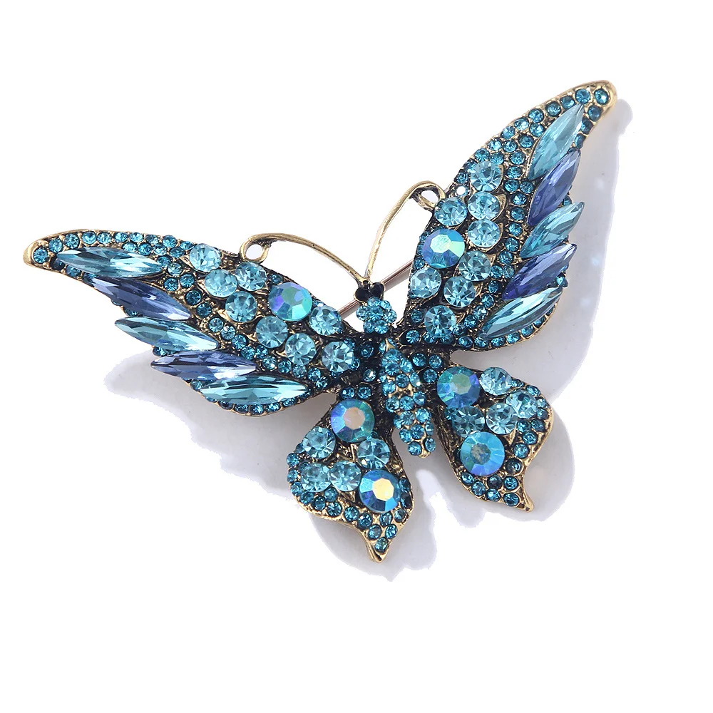 New Design Retro Crystal Rhinestone Butterfly Brooch Pins Multi-Color Big Insect Brooch for Weddings Gifts Cheap Price Wholesale