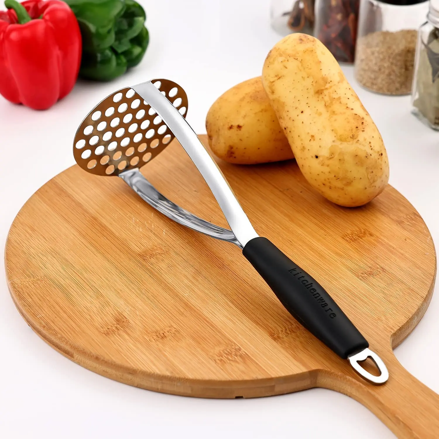 Source Stainless Steel Potato Masher Professional Integrated Masher Kitchen  Tool & Food Masher Potato Smasher with Silicone Handle on m.