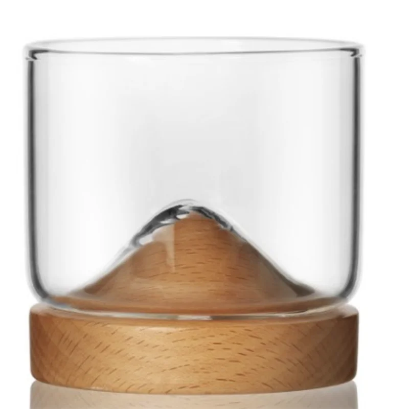 rakumi whiskey glass cup with wooden base - buy 120ml glass