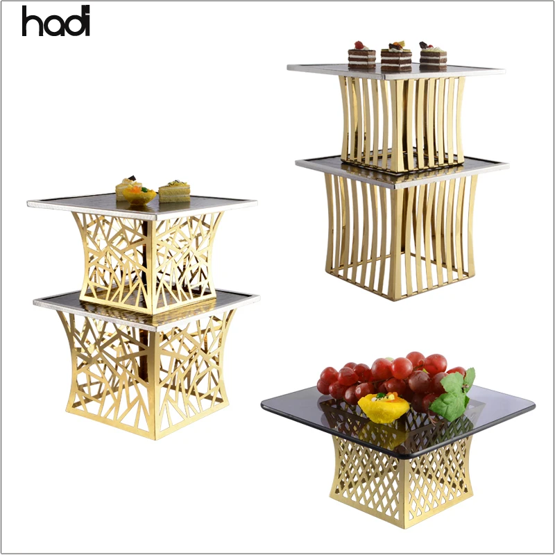 Buffet High Low Stand Banquet Display Stand Luxury Round Metal Food Riser Classy Buffet Stands