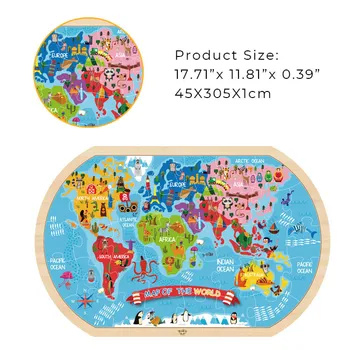 地図デザイン 木製ジグソーパズル 円形 輸入品 alphabet jigsaws