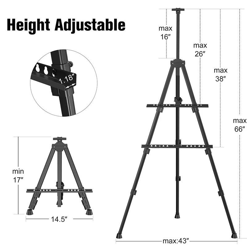Bomeijia New Iron Metal Tripod Stable Black and Higher Easel Hot Sale Custom Art Tools