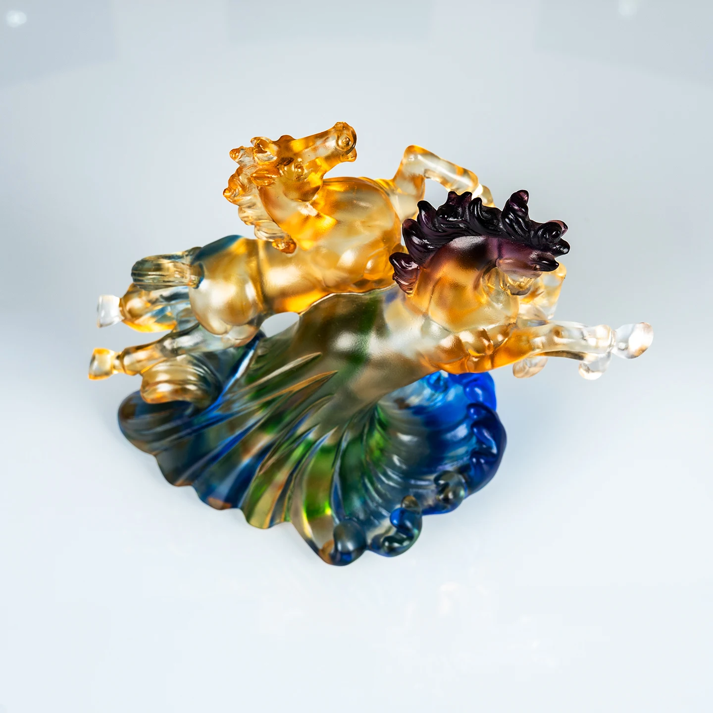 product small bridge decoration crafts enterprise annual contribution award 3d horse colored glaze crystal trophy award for gifts-7