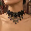 Black Lace Rhinestone Choker