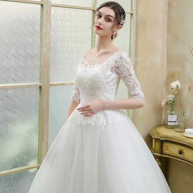2020 Newest Style Summer Floor Length Lace Women Wedding Dress Vestido De Boda Ladies Wedding Gown