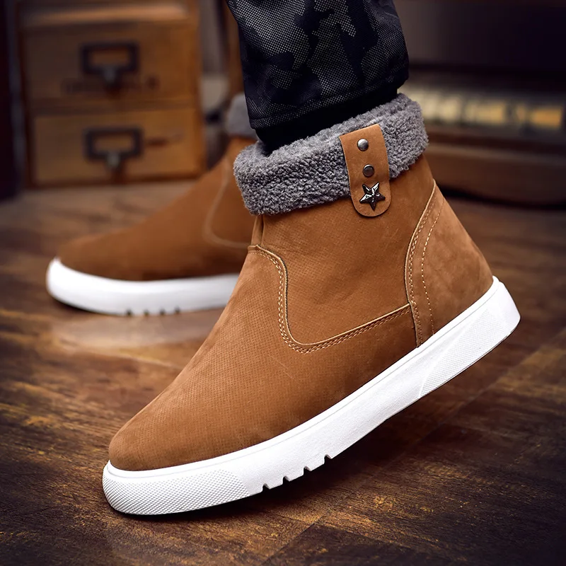 New England Style High Top Men Casual Shoes Lace up Round Toe Flat Shoes Men