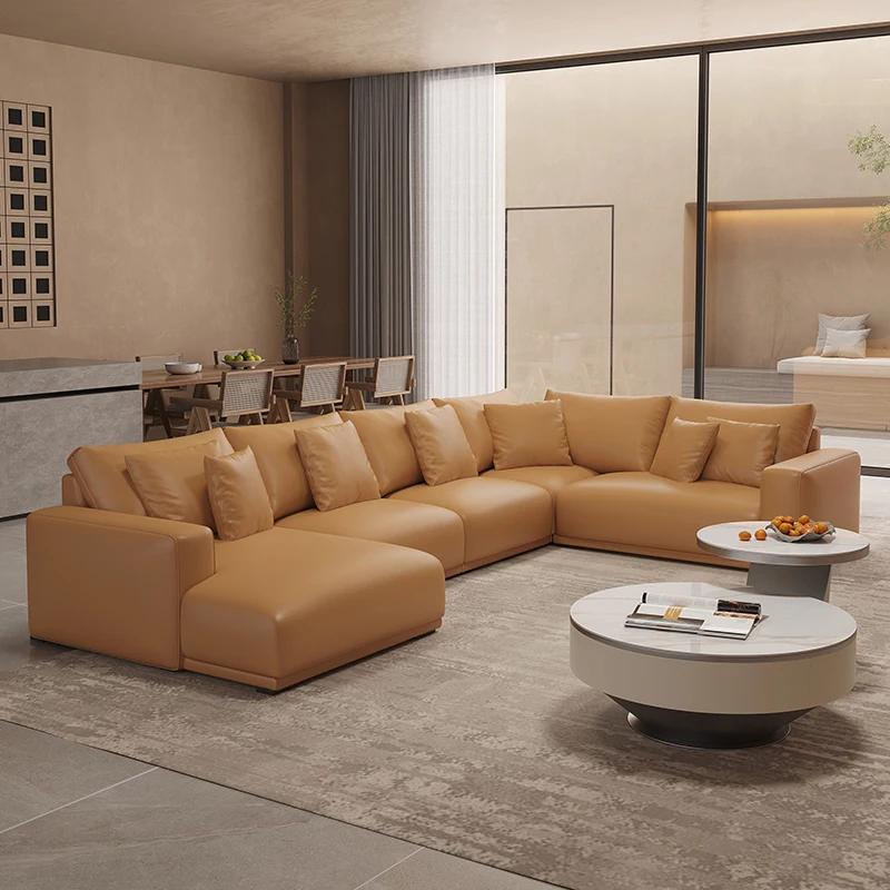 High-quality Living Room Furniture Beige Combination Couch Modern Luxury U  Shape Sectional Fabric Sofa Set