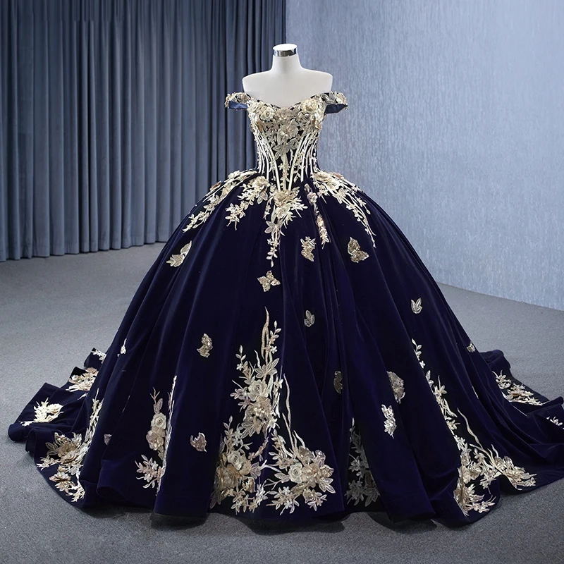 Royal Blue Quinceanera Dresses Mexican Off the Shoulder Ball Gown Princess  Long Sweet 16 Prom Dress Rsm231131