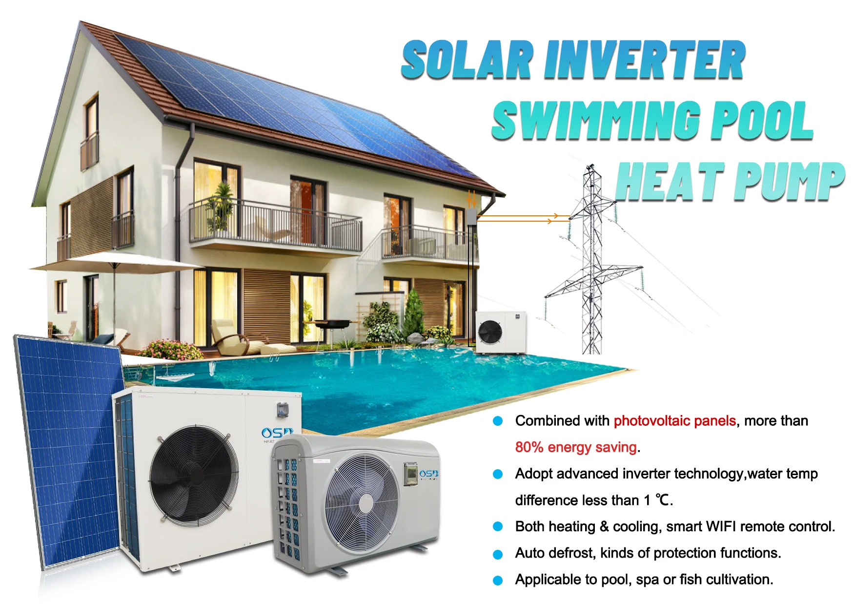 Solar Energy Air Source Heat Pump And Solar Thermal DEYE 10kw 13kw