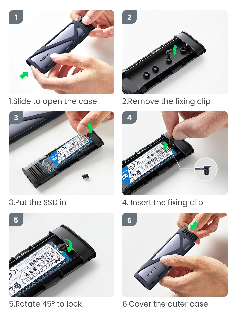 Ugreen Ssd Case M.2 Nvme Case Enclosure Usb C Pcie M2 Ssd Caddy For ...