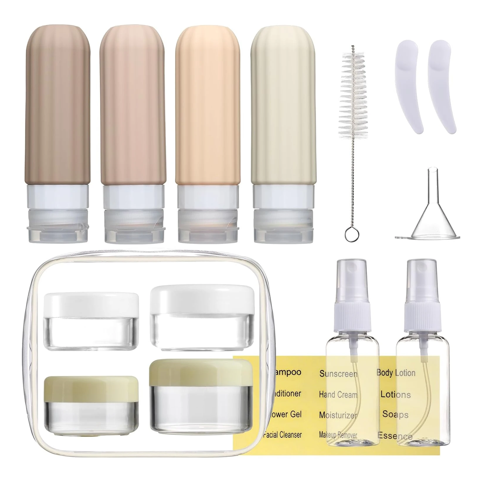 16 Pack Travel Bottle Set ,TSA Approved Makeup Case Refillable Cosmetic ...