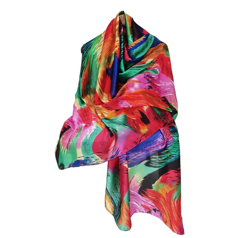 Digital Print Silk Scarf China Square Fashion Ladies Shawls and Scarf Custom Printed Hair Head Women Square Silky Scarves Satin