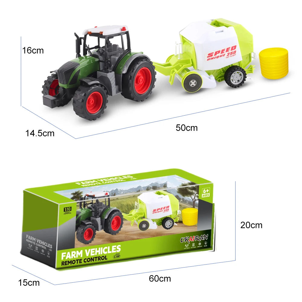 1/10 Scale 27MHZ 4CH RC Farmer Truck Model Car Toys Electronic Remote Control Big Wheels Dump  Tractor Farm Vehicle Toy for Kids