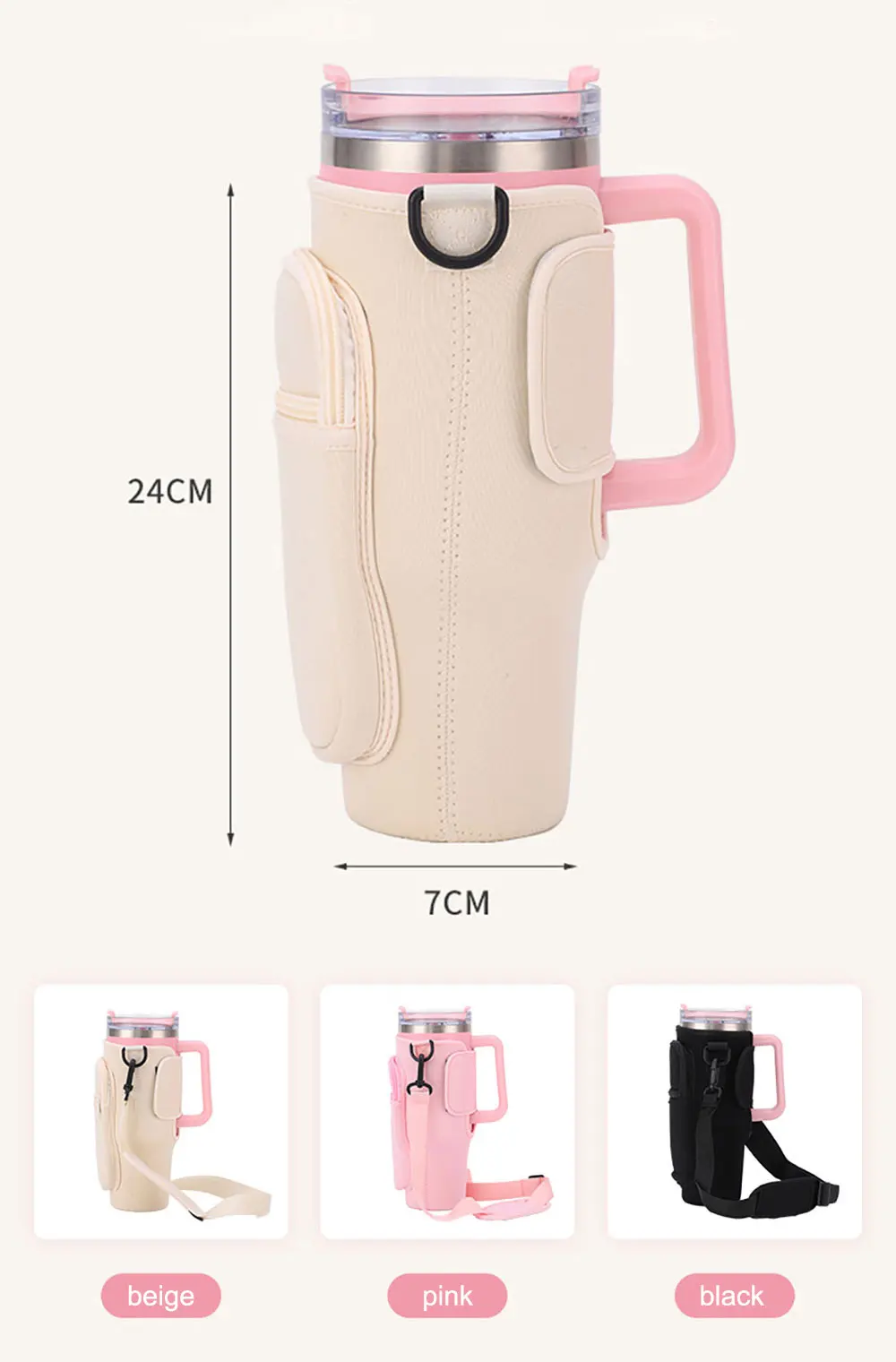 Gift Selection Travel Sleeve Pouch Bag For Stanley Cup 40Oz With Handle Tumbler Water Bottle Thermal Case Phone Adjustable Strap factory