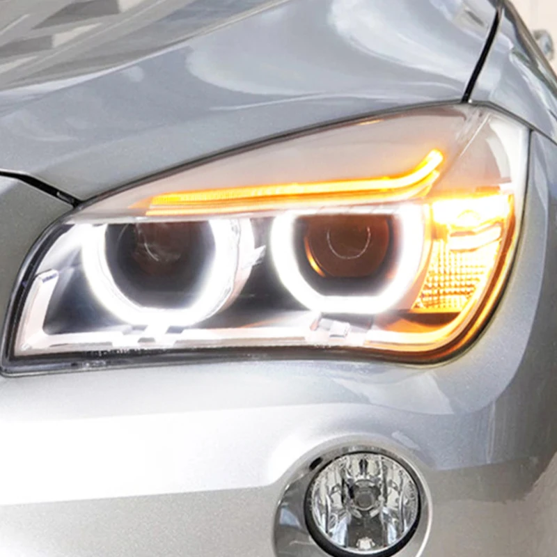 Xenplus New Design for 11-15 Bmw X1 Headlight Assembly Modified Angel Eye Led Daytime Running Light Lens Xenon Headlights