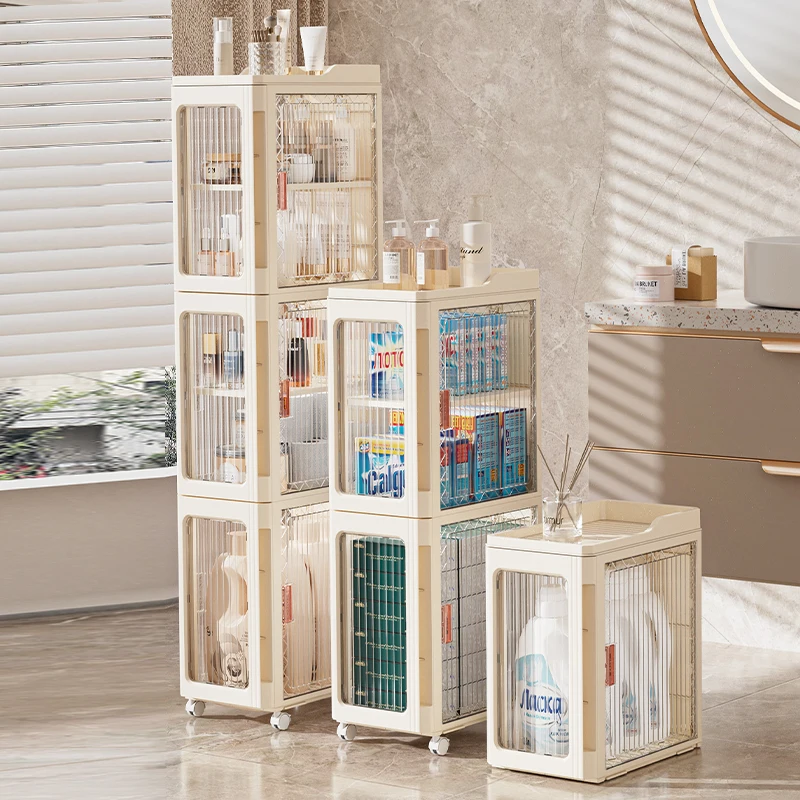 WANUO Clear 4/6-Tier Plastic Storage Cart 3-Sided Open Storage Cart Bathroom Storage Cart