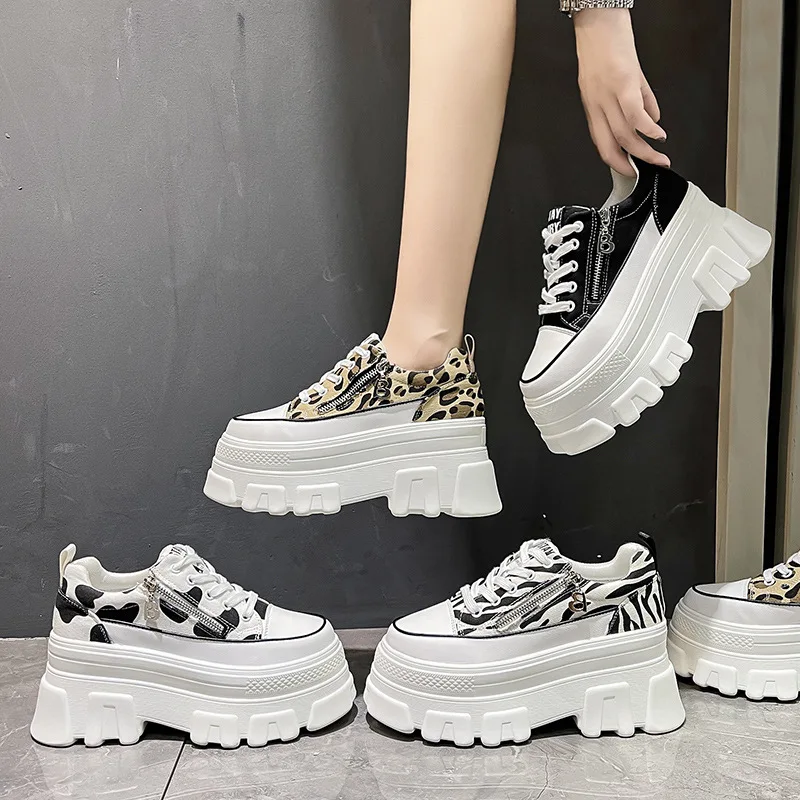fashionable Height Sneakers Trending Casual Ladies Platform Support Sport shoes canvas printed leopard shoes for wome From m.alibaba.com