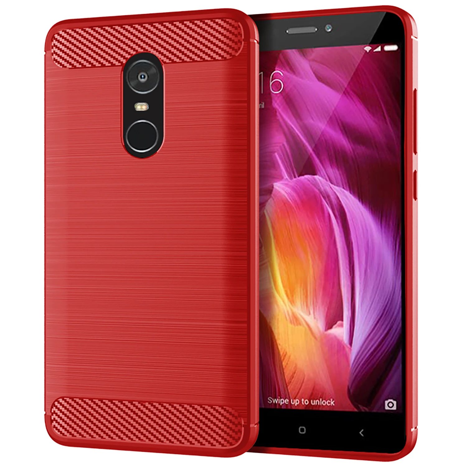 Carbon Fiber Shockproof Soft TPU Back Cover for Xiaomi Mi Redmi Note - Main Image