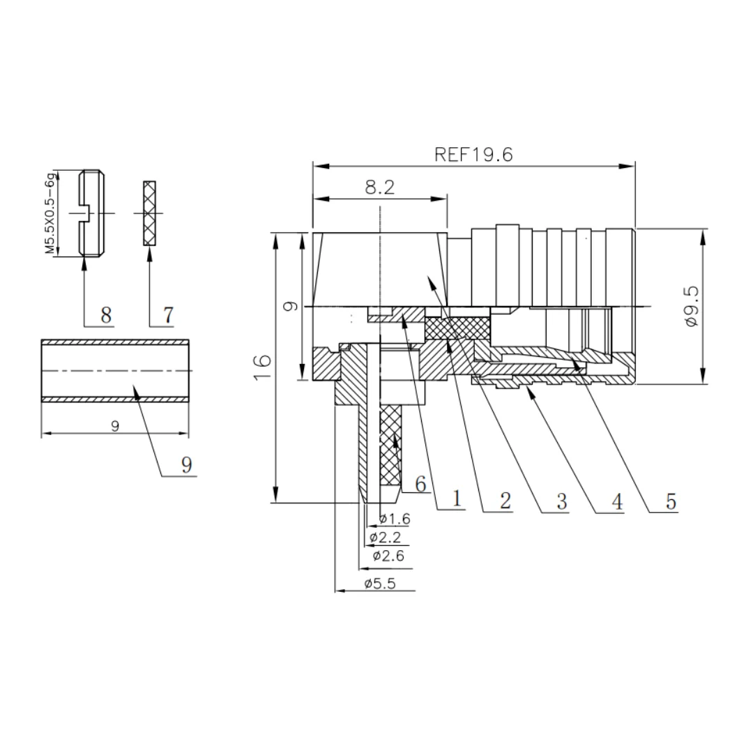 product factory supply qma c jw15 coaxial connector right angle male qma connector for rg174 rg316 cable assemblies-3