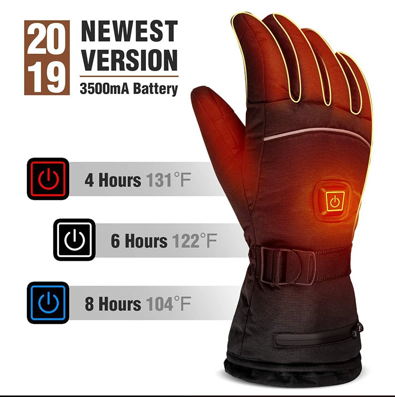 Перчатки с подогревом Регулируемая температура нагрева водонепроницаемые теплые перчатки термоперчатки для дома и улицы грелка для рук