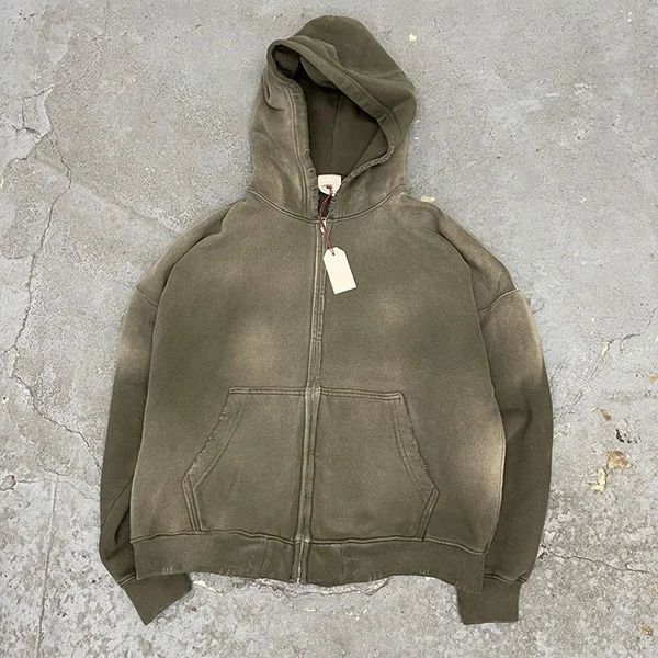 Custom Streetwear Hoodie - No String Fleece Blank Boxy Zip Up