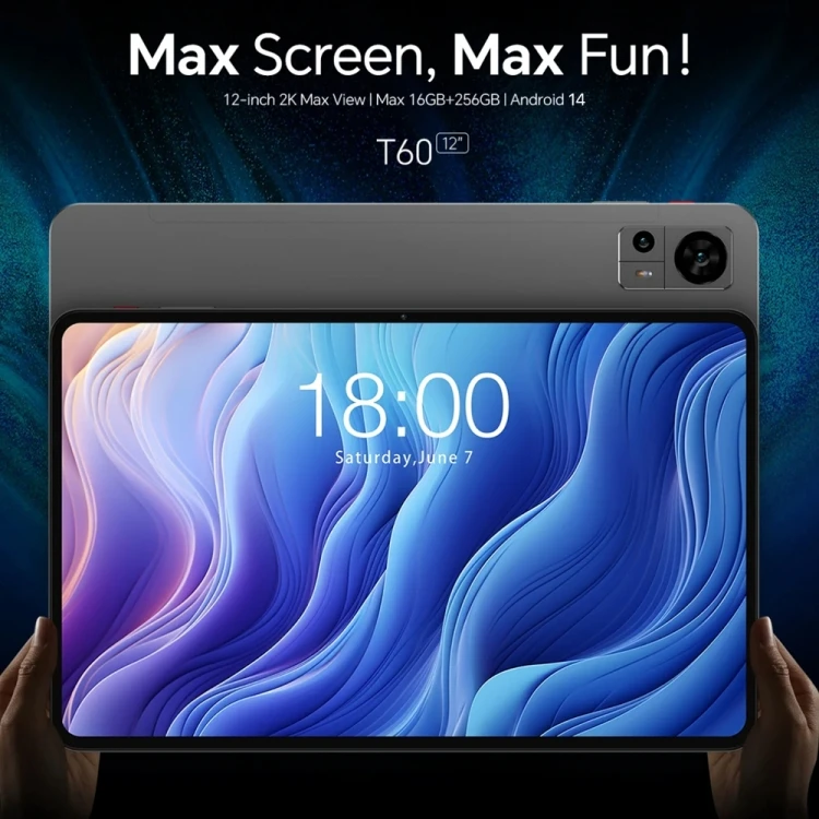 Teclast T60 4G LTE Tablet PC – 12 Inch, Android 14, 8GB RAM, 256GB