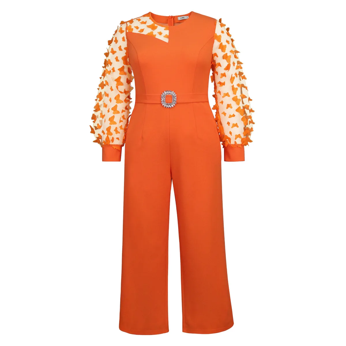 strapless open back dress Morning After Jumpsuit in Crinkle Twill Bright Orange / 4 main image 1