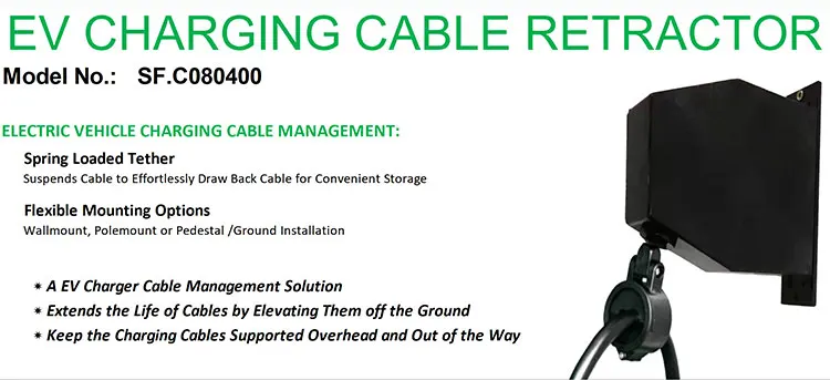 Retractor Rope Device Type 2 Ev Charger Cable Retractor Spring Loaded 8.5kg Retract Tension ...