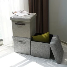 Customized Storage Folding Ottoman Box Linen Folding Sitting Living Room Storage Stool Ottoman